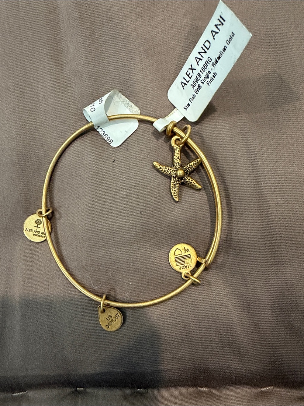 Alex and Ani Gold Starfish Charm Expandable Bangle
